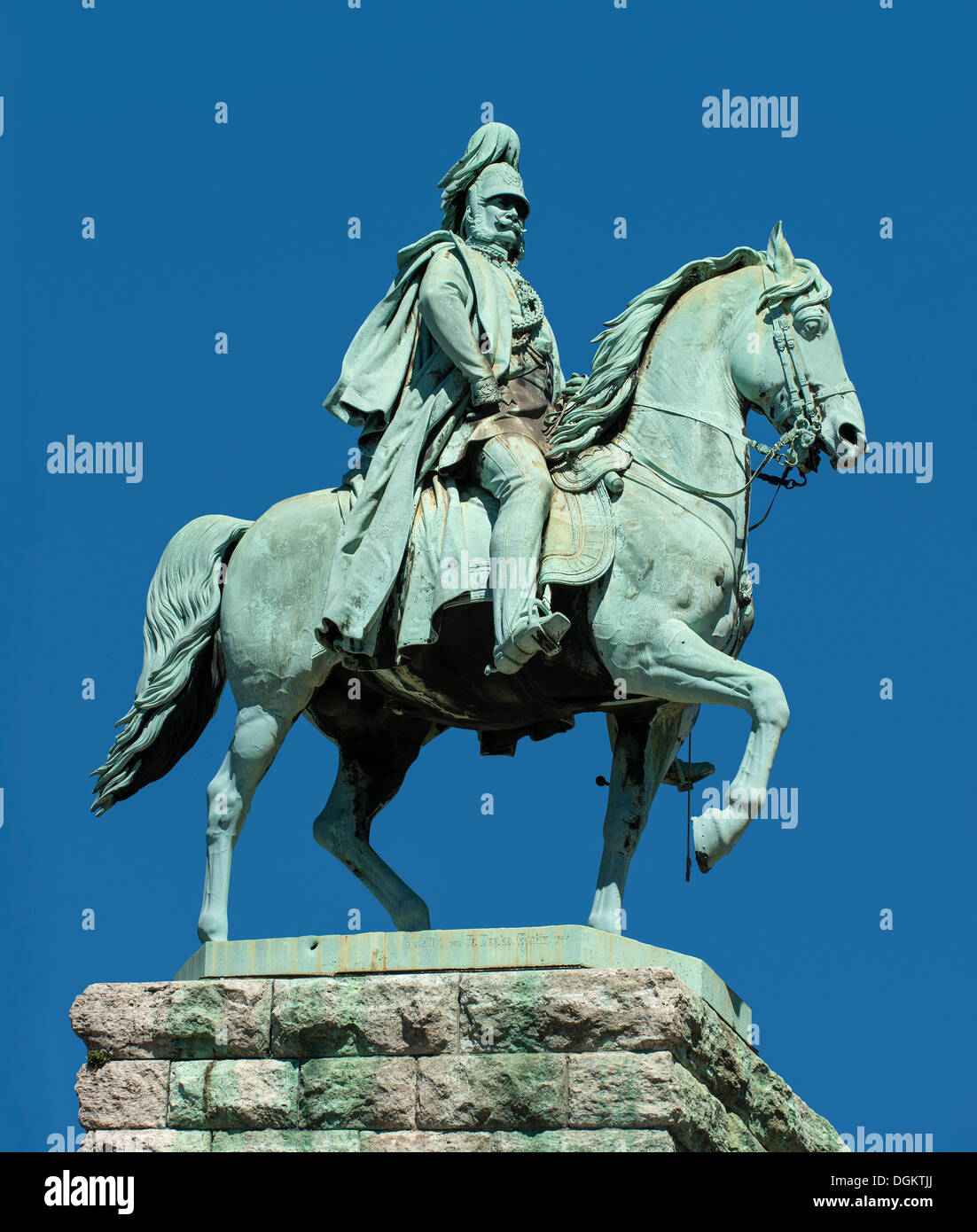 Kaiser Wilhelm i. von Preußen, Reiterstatue in der Nähe von Hohenzollernbruecke Brücke, Köln, Nordrhein-Westfalen, PublicGround Stockfoto