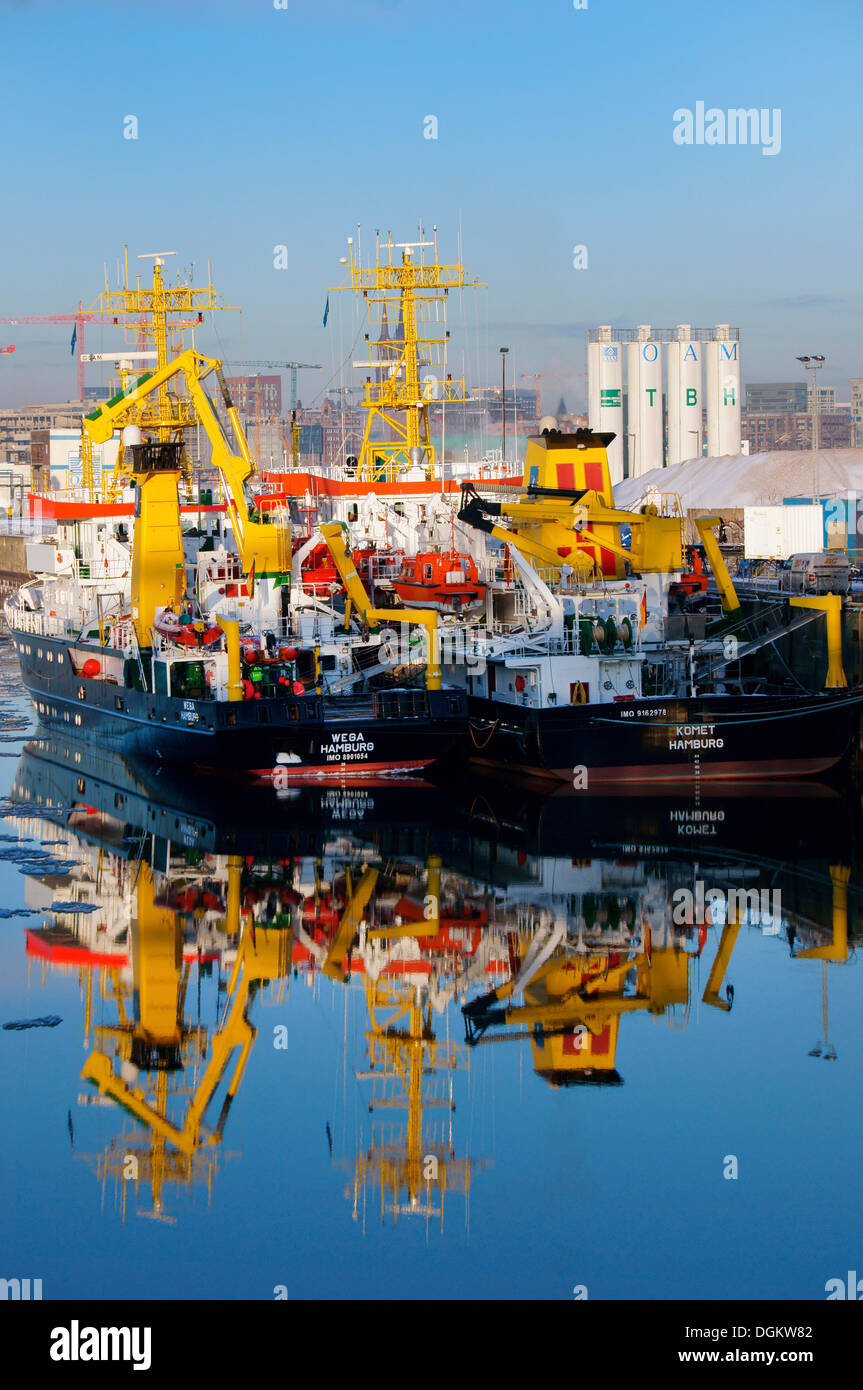Umfrage-Schiffe Wega und Komet, Winterpause in der Hamburger Hafen, Hamburg, Hamburg, Deutschland Stockfoto