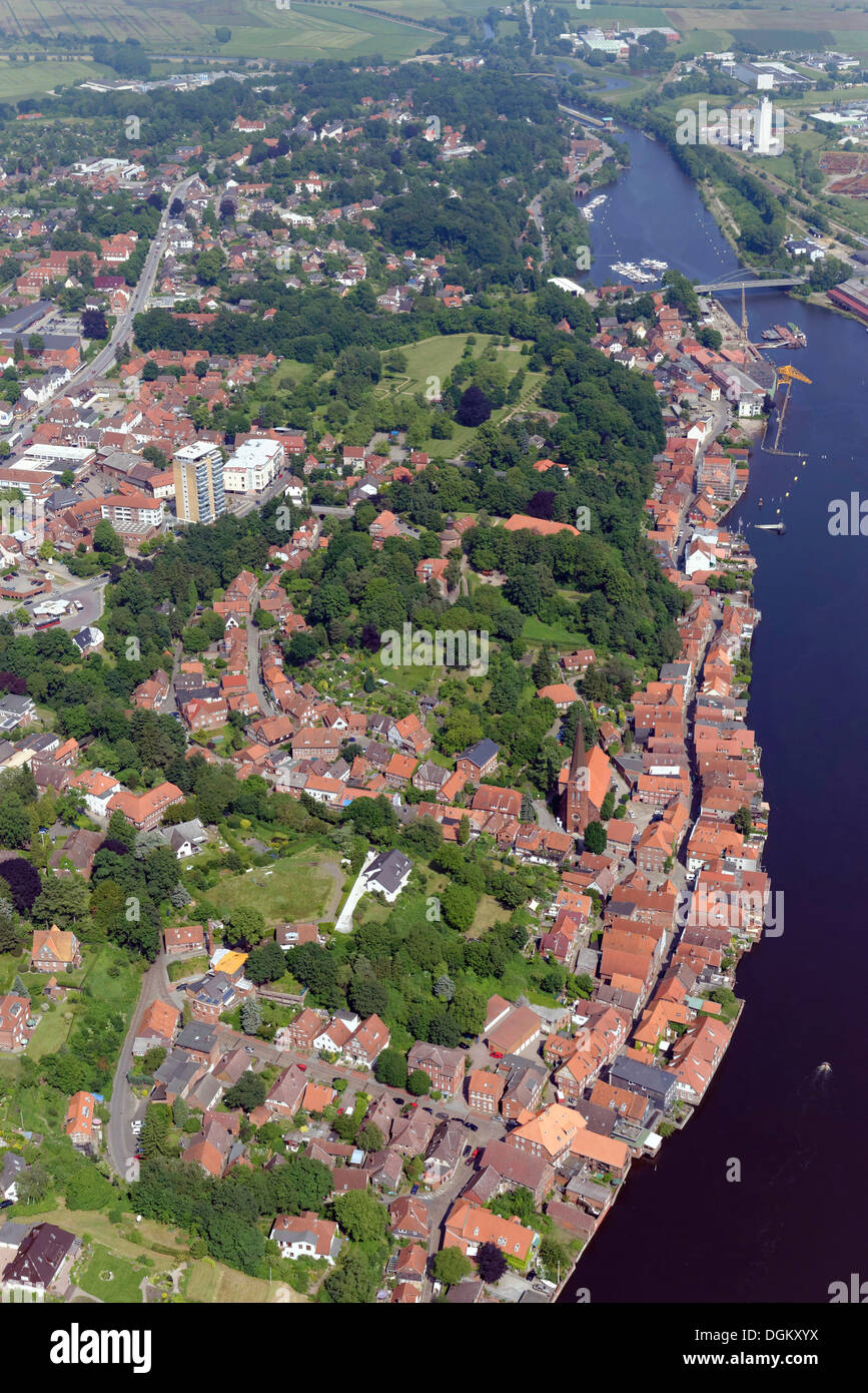 Luftaufnahme, Stadtbild von Lauenburg an der Elbe, Lauenburg an der Elbe, Schleswig-Holstein, Deutschland Stockfoto