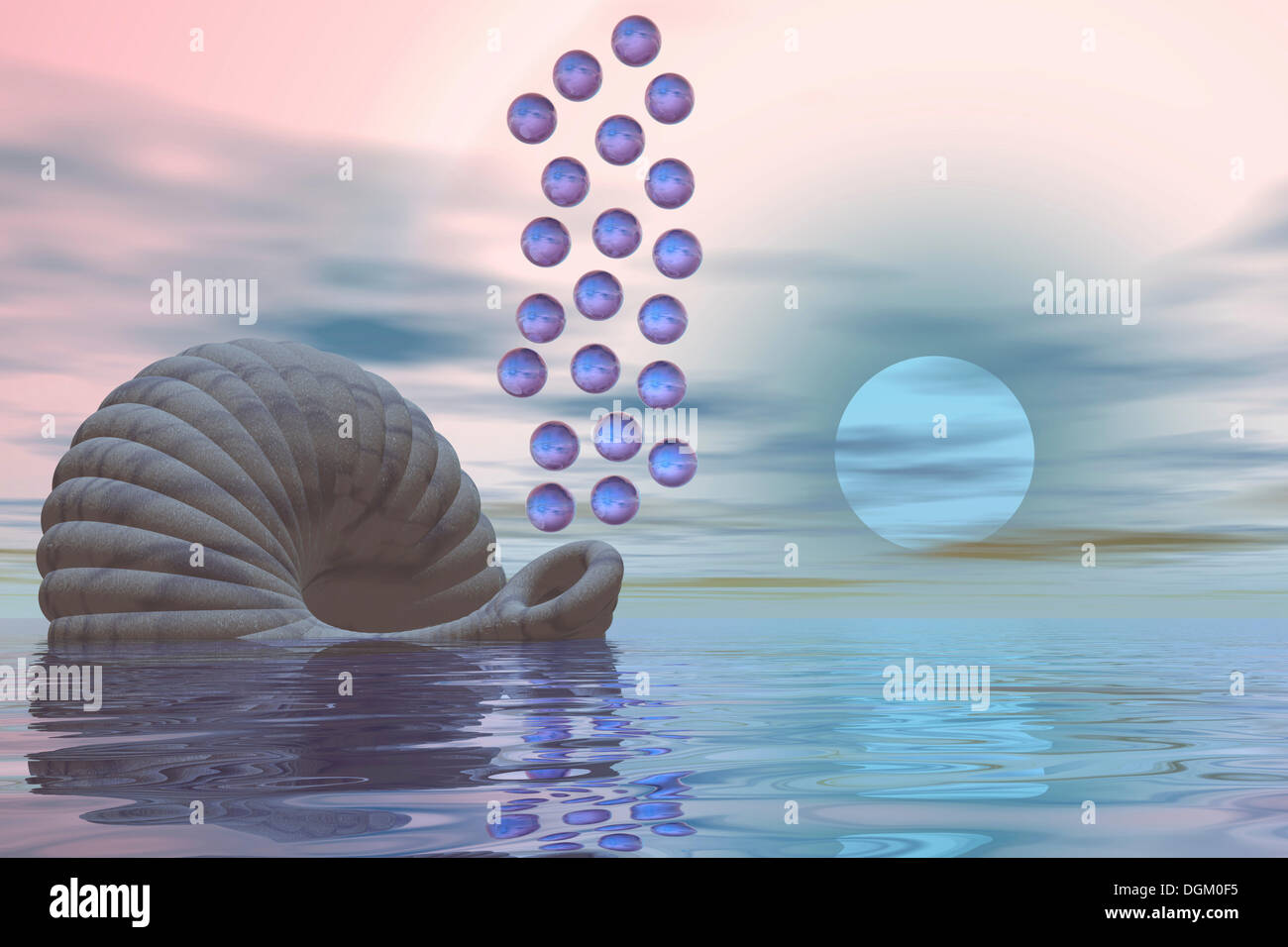 Seeungeheuer mit Luftblasen, 3D Grafik Stockfoto
