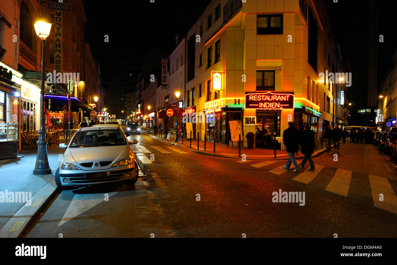 Nachtaufnahme, Gaité Theater District, Paris, Frankreich, Europa Stockfoto