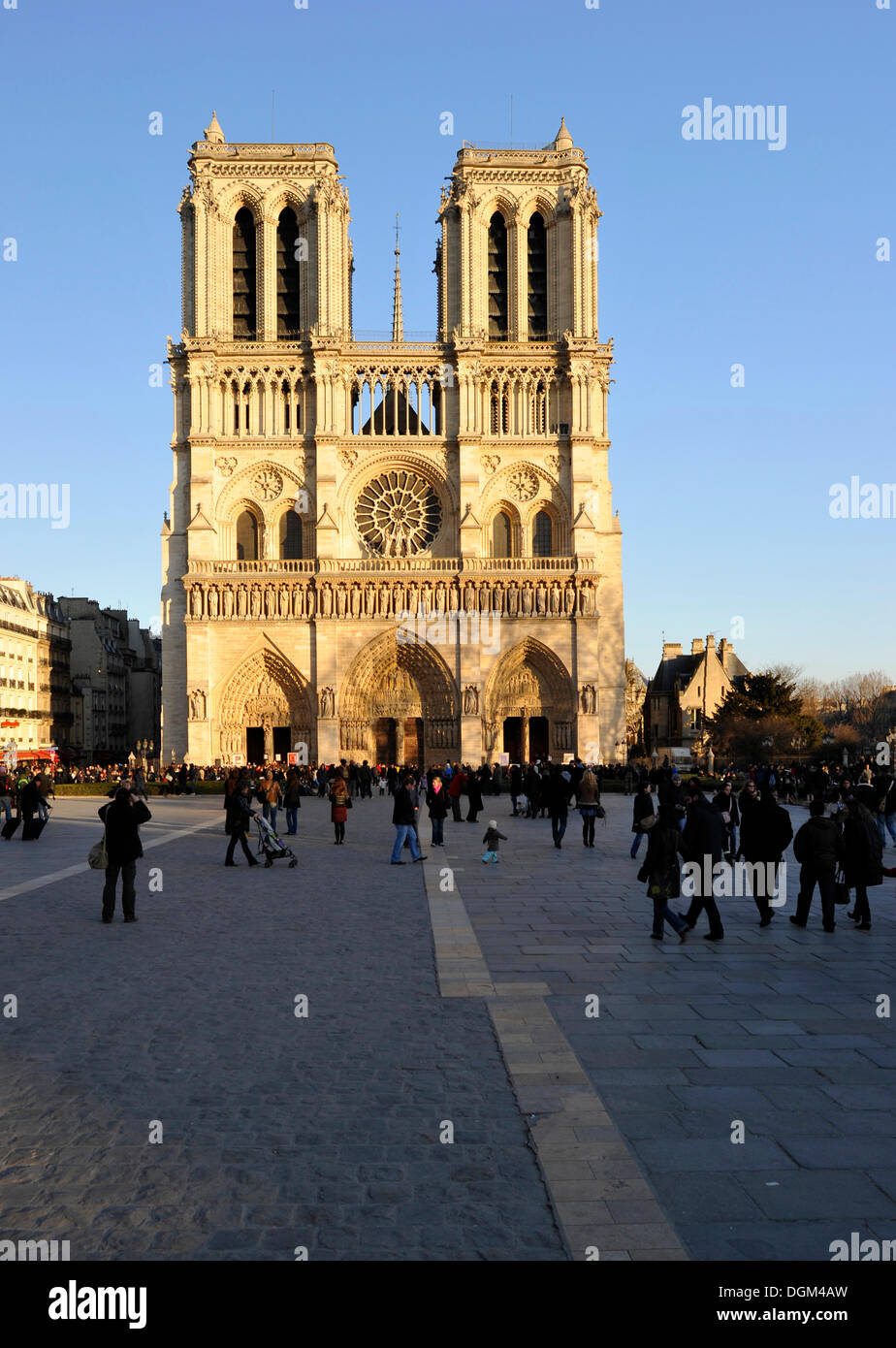 West Fassade, Kathedrale von Notre-Dame de Paris, Ile De La Cité, Paris, Frankreich, Europa Stockfoto