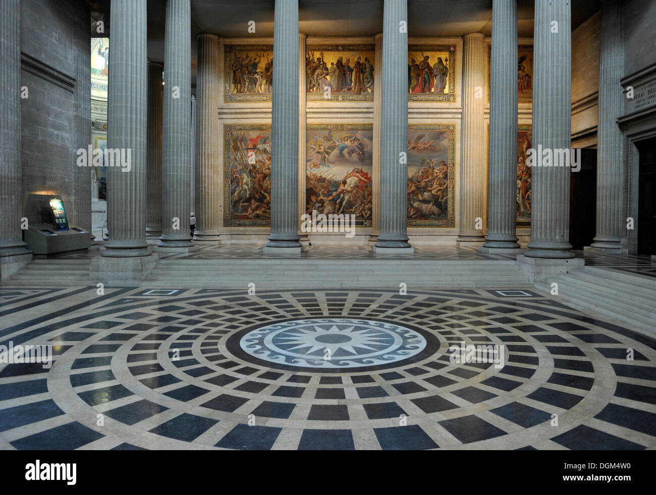 Innenraum mit Wandmalereien, Pantheon, ein Mausoleum für französischen Nationalhelden, Montagne Sainte-Geneviève Stockfoto