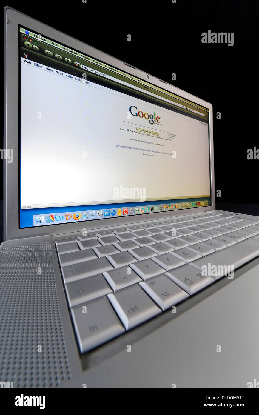 Laptop, PC, Google-Suchmaschine Stockfoto