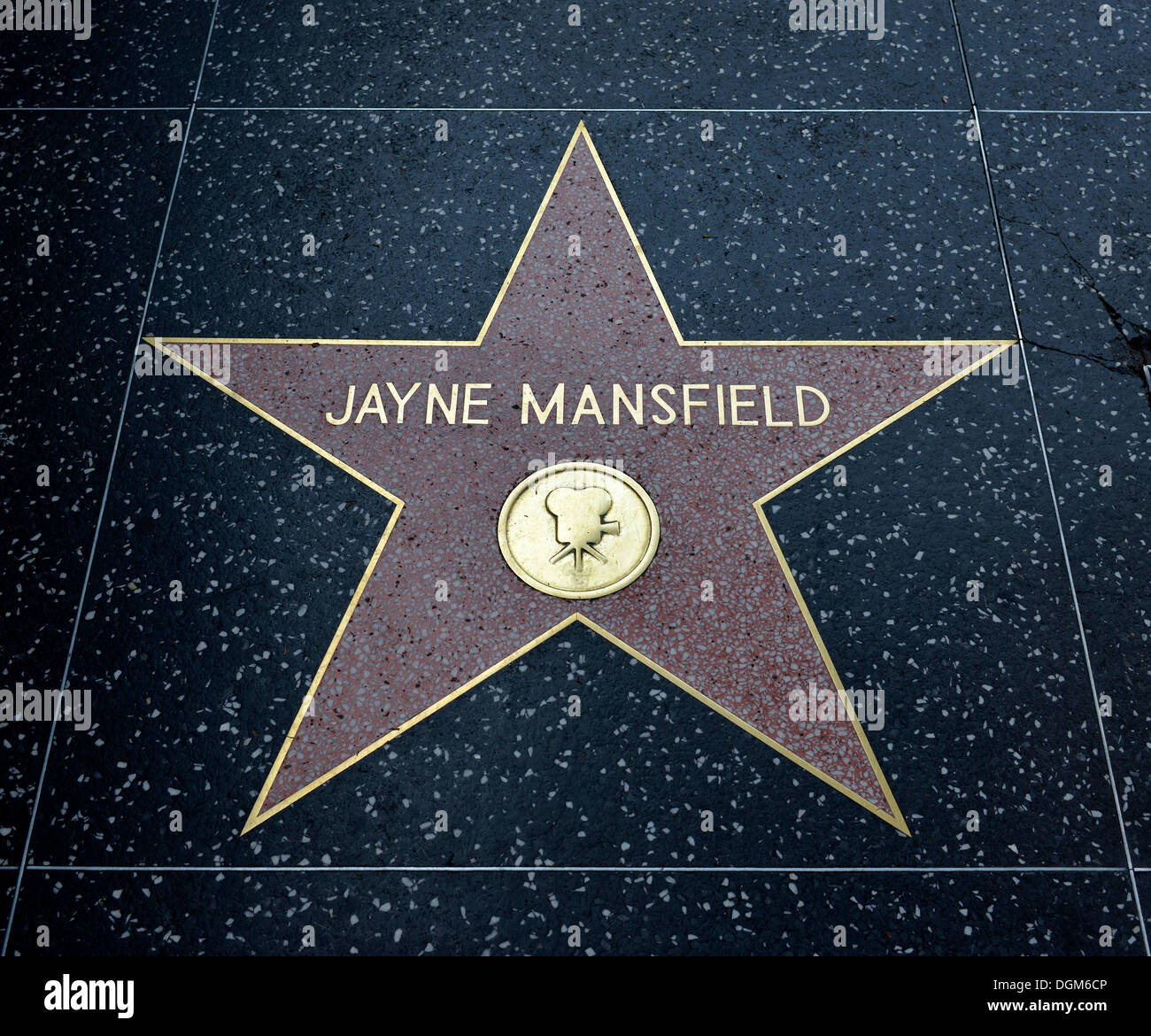 Terrazzo-Sterne für den Künstler Jayne Mansfield, film Kategorie, Walk of Fame, Hollywood Boulevard, Hollywood, Los Angeles Stockfoto