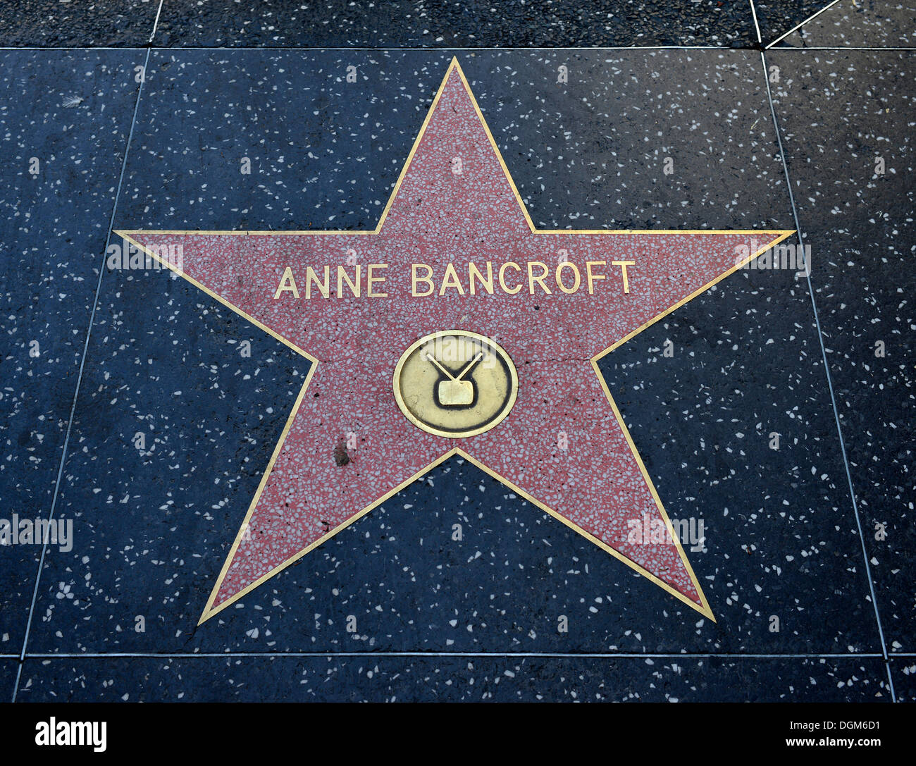 Terrazzo-Stern für die Künstlerin Anne Bancroft, Fernsehen Kategorie, Walk of Fame, Hollywood Boulevard, Hollywood, Los Angeles Stockfoto