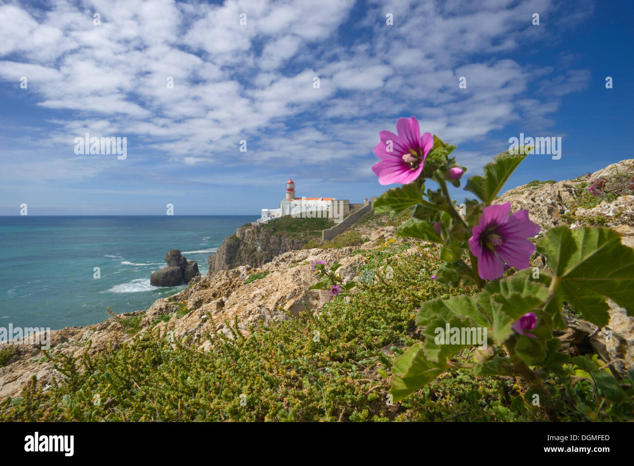 Leuchtturm am Cabo de Sao Vicente, Sagres, Algarve, Portugal, Europa Stockfoto