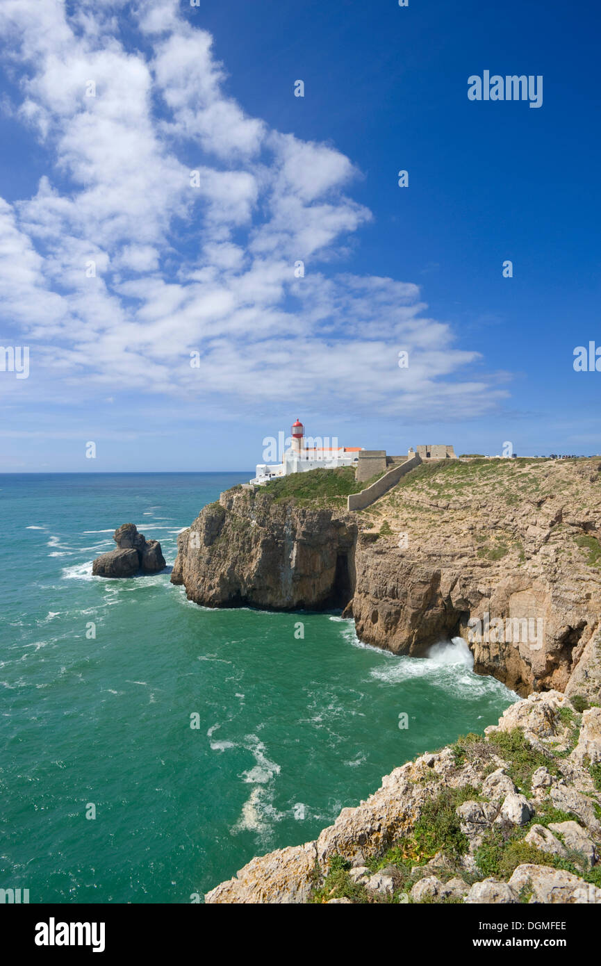 Leuchtturm am Cabo de Sao Vicente, Sagres, Algarve, Portugal, Europa Stockfoto