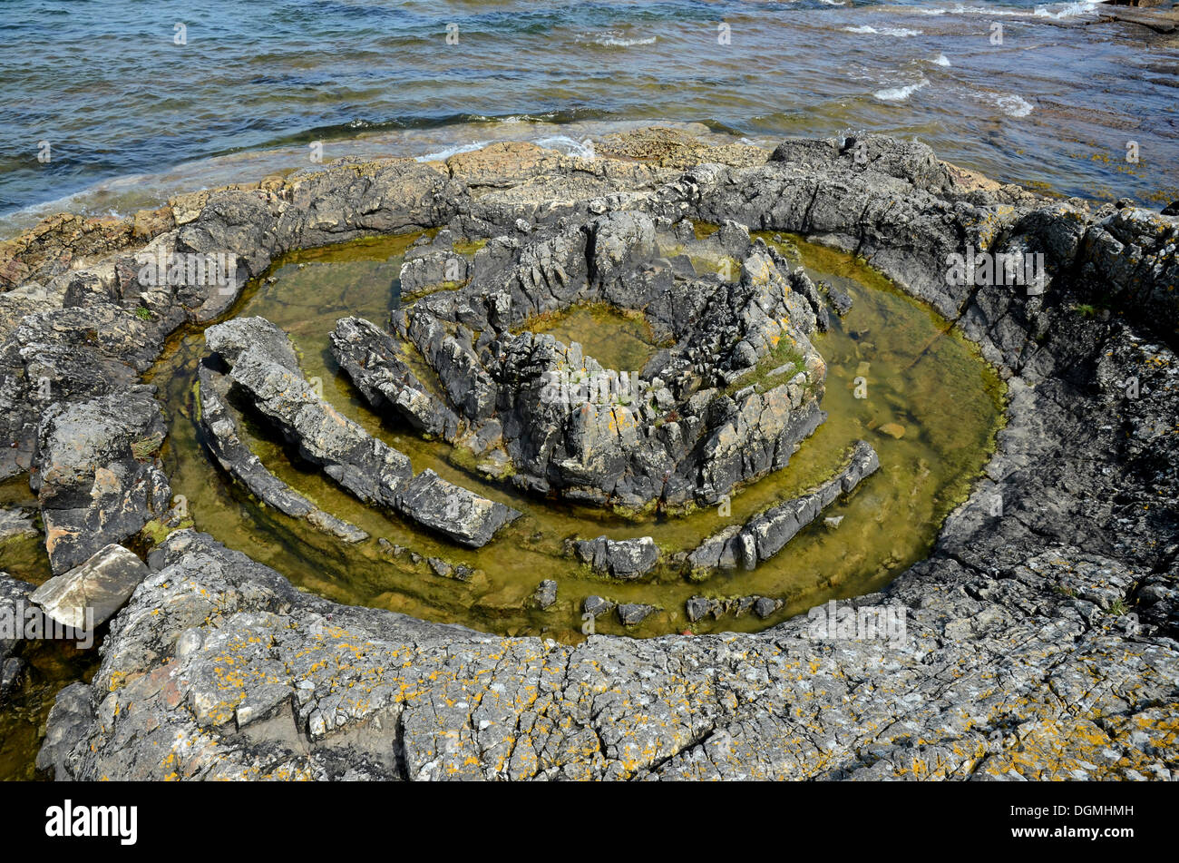 "Der Priester Bad", eine geologische Formation, Sand Vulkan, Vik, Skåne, Südschweden, Europa Stockfoto