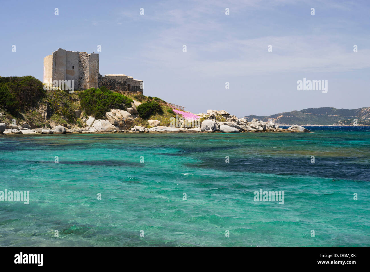 Ruinen von der Fortezza Vecchia auf Capo unverschmutzten, Villasimius, Sarrabus, Provinz von Cagliari, Sardinien, Italien, Europa Stockfoto