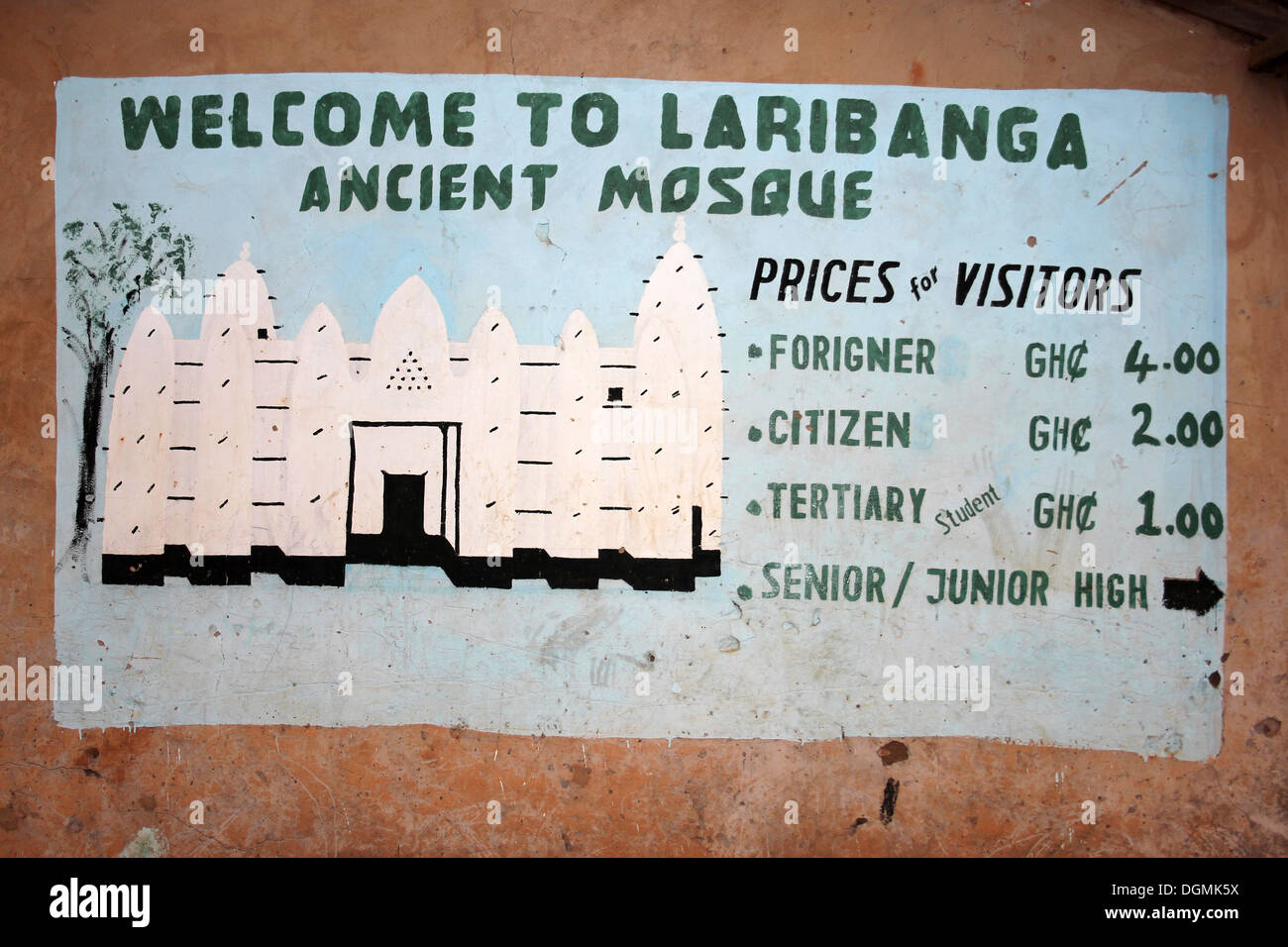 Melden Sie sich für die Laribanga Moschee, Ghana Stockfoto