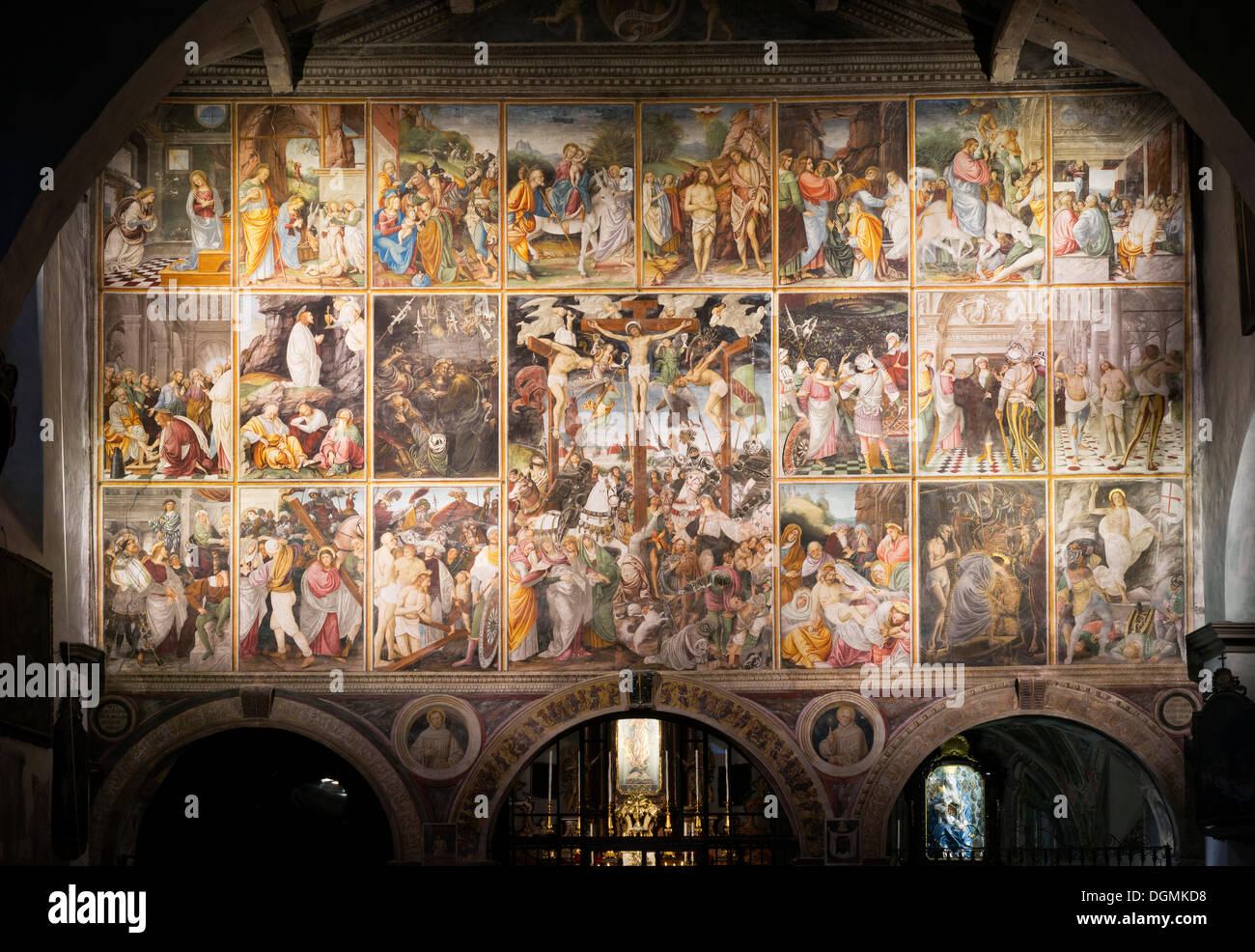 Darstellung des Lebens und der Passion Christi, von der Renaissance-Malers Gaudenzio Ferrari, 1513, in der Franziskanerkirche Stockfoto
