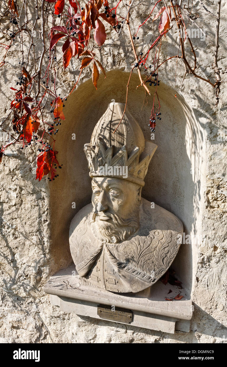 Mughal Kaiser von Hindustan, Büste auf dem Schlossgelände Schloss Kromsdorf Burg, Landkreis Weimarer Land, Thüringen Stockfoto