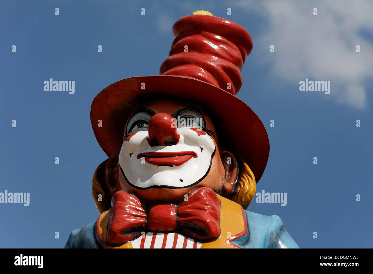 Clown mit Zylinderhut, Kirmes-Abbildung Stockfoto