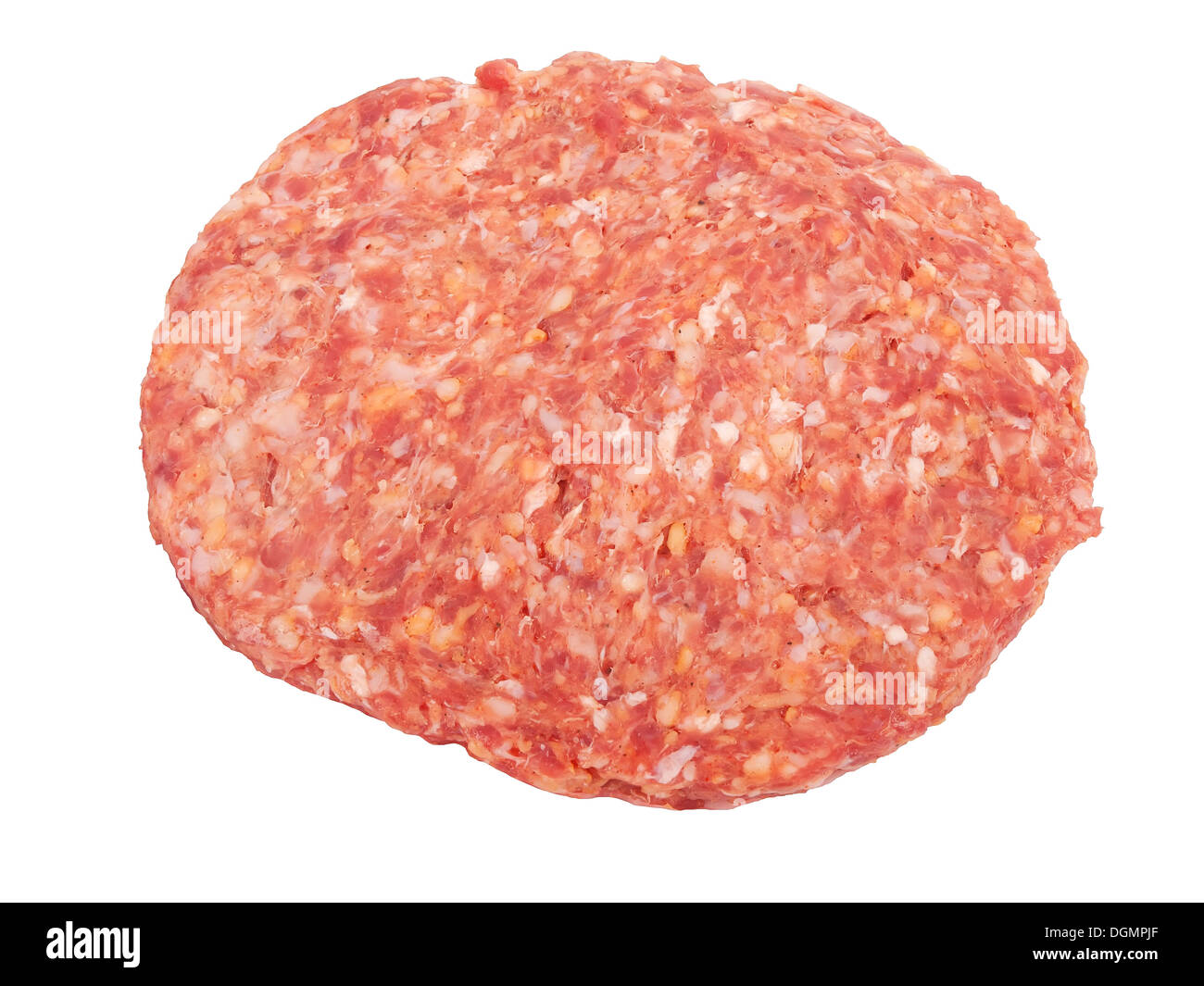 rohes Steak Burger isoliert auf weiss Stockfoto