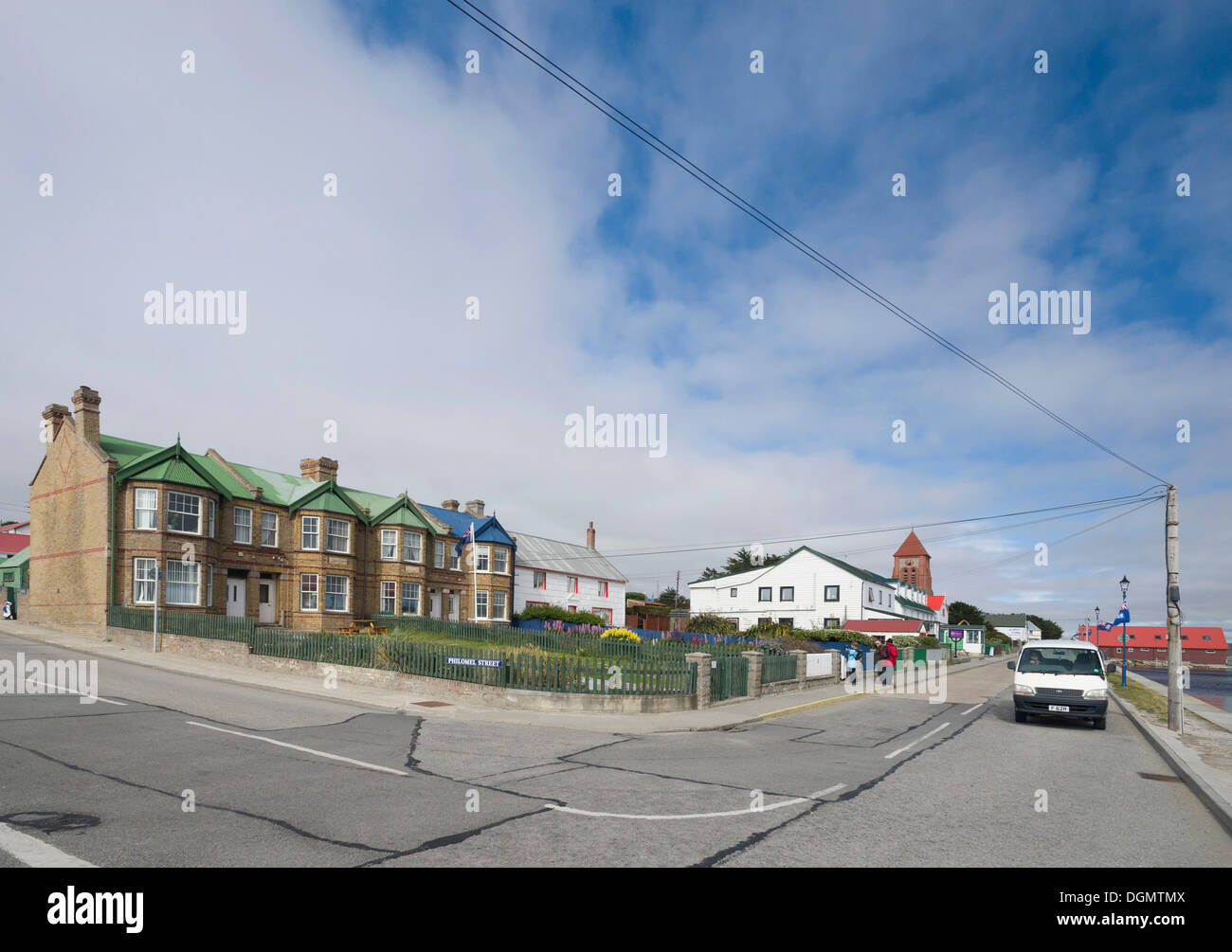 Straße der Häuser in Stanley, Ostfalkland, Stanley, Falkland-Inseln Stockfoto