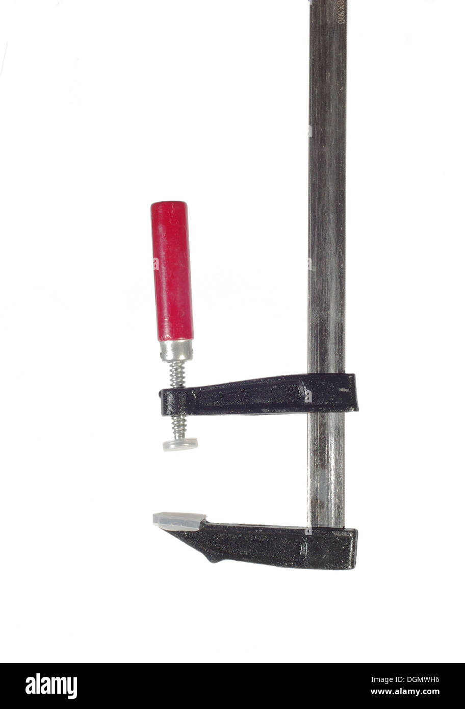 Carpenters Vice auf weißem Hintergrund Stockfoto