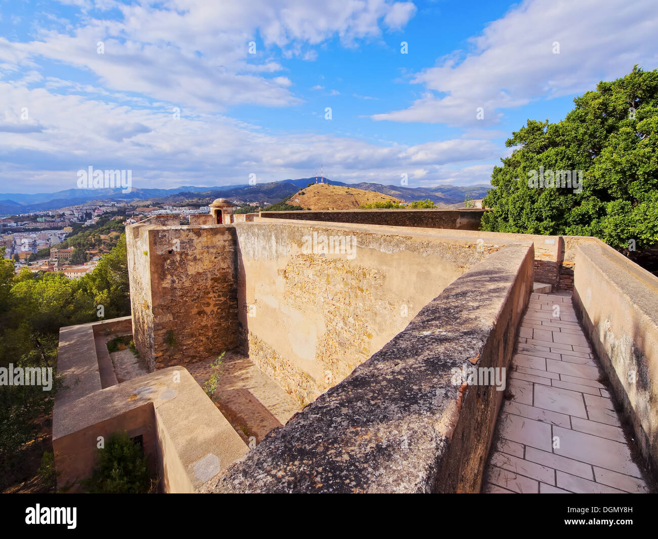Castillo de Gibralfaro - Burg auf einem Berg Gibralfaro in Malaga, Andalusien, Spanien Stockfoto