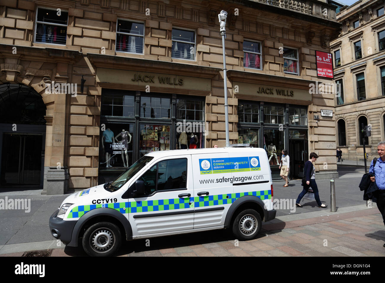 Eine mobile CCTV-Kamera montiert auf einem van Buchanan Street, Glasgow City Centre, Schottland, UK Stockfoto