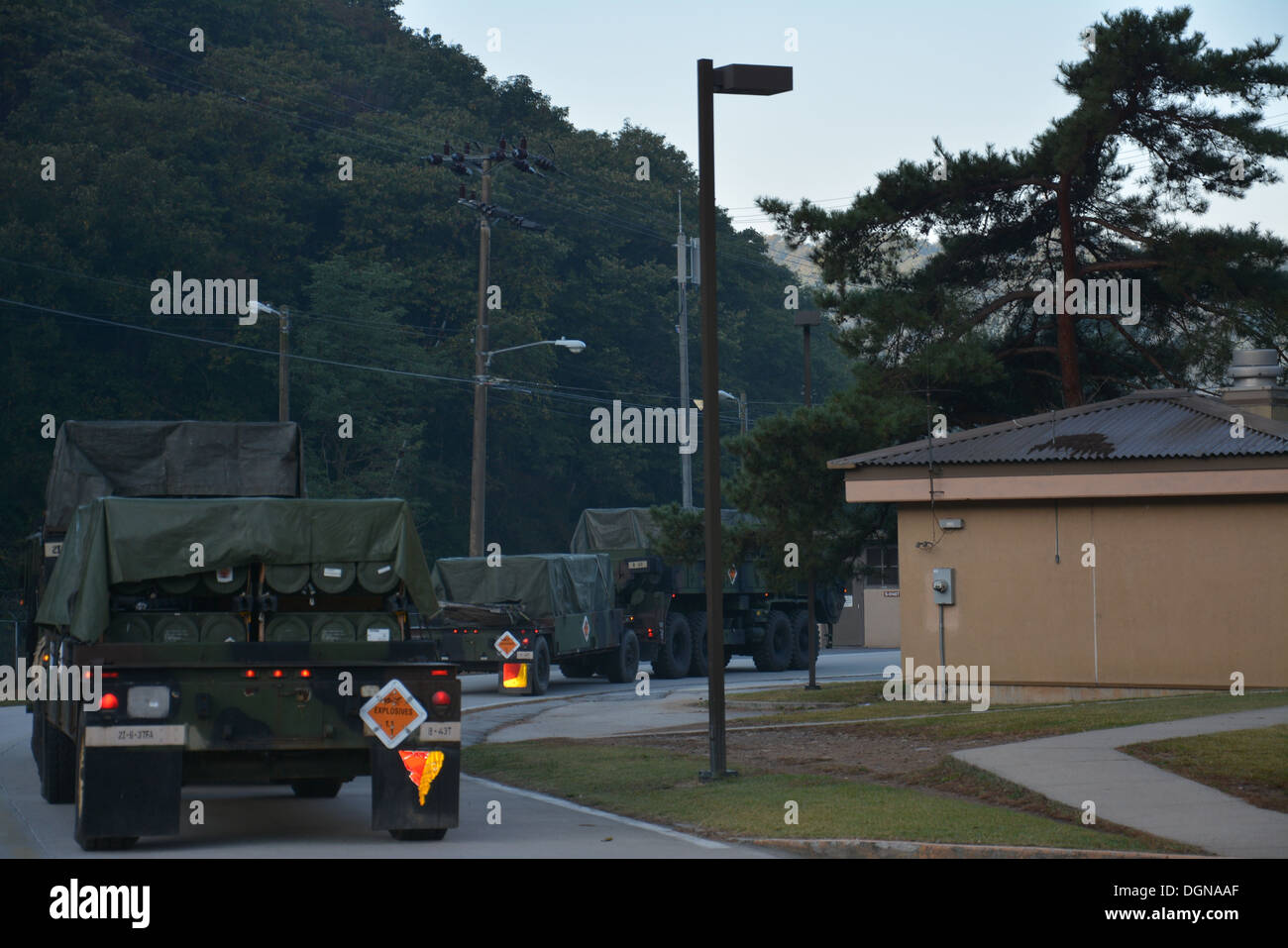 210. Fires Brigade beteiligt sich an Munition zu bekämpfen Last Abruf Übung Okt. 17-18 auf Camp Casey. Die Übung Stockfoto