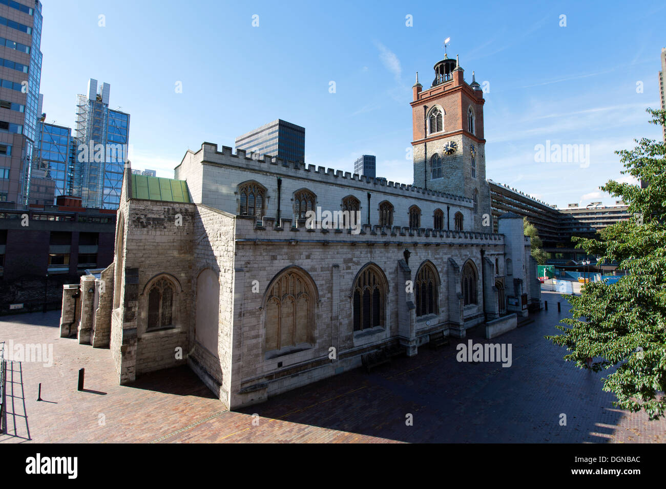 St Giles-ohne-Predigten, Vorderstraße, Barbican, London, England, Vereinigtes Königreich. Stockfoto