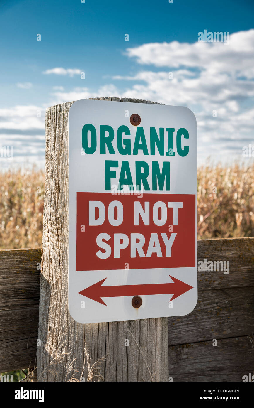 Bio-Bauernhof - nicht Spray zu tun, melden Sie Stockfoto