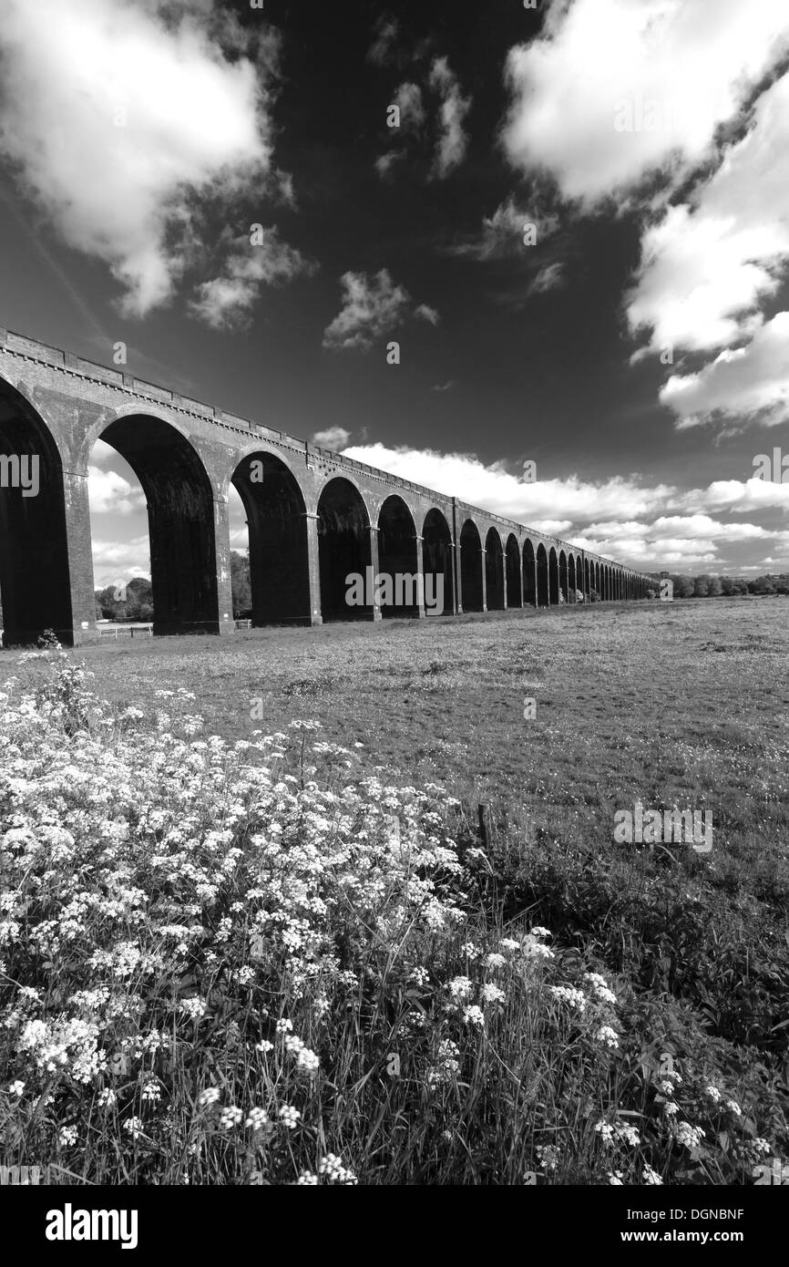 Sommer auf dem Harringworth Eisenbahnviadukt, Welland Flusstal, Harringworth Dorf, Northamptonshire, England; Großbritannien Stockfoto