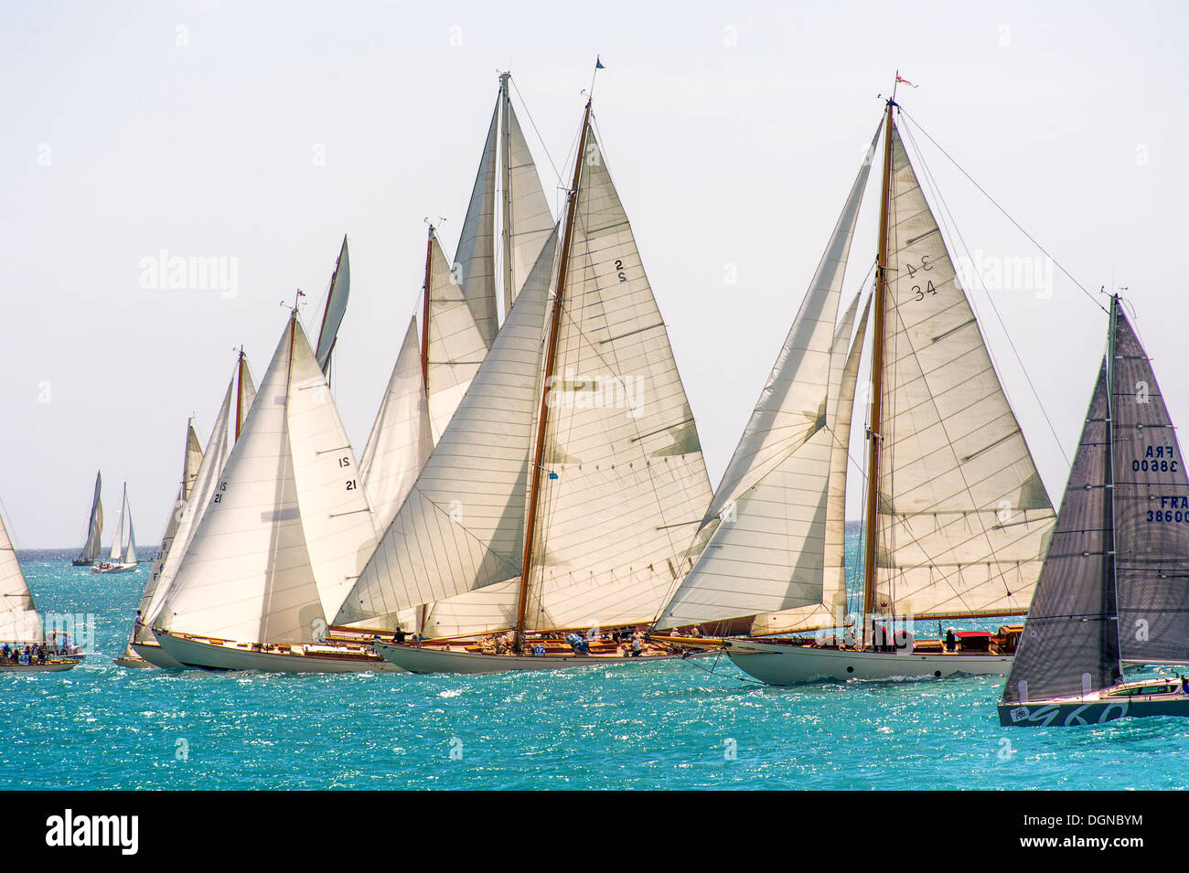 Europa, Frankreich, Alpes-Maritimes, Antibes. Les Voiles d ' Antibes. Alten Segeln Regatta Kollektion, Yachting Trophäe Paneira. Stockfoto