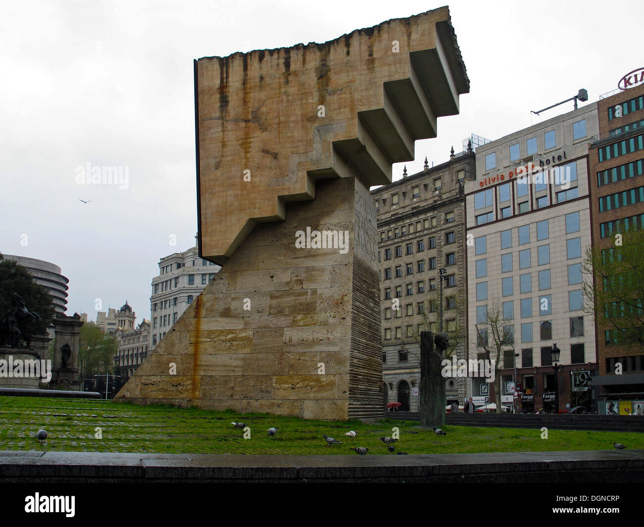 Plaça de Catalunya, Francesc Macià Memorial.Barcelona, Denkmal für Francesc Macià Stockfoto