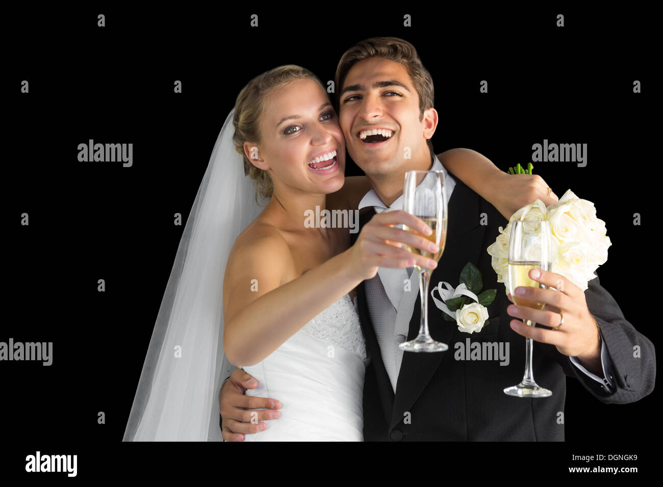 Fröhlich glücklich verheiratetes Paar, lachen Stockfoto