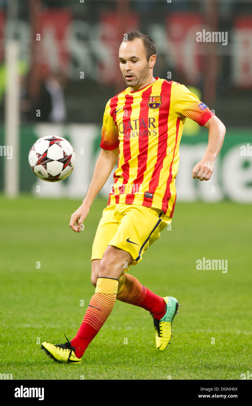 Andres Iniesta (Barcelona), 22. Oktober 2013 - Fußball / Fußball: UEFA Champions League-Gruppe H-Match zwischen AC Milan 1-1 FC Barcelona im Stadio Giuseppe Meazza in Mailand, Italien. (Foto von Enrico Calderoni/AFLO SPORT) Stockfoto