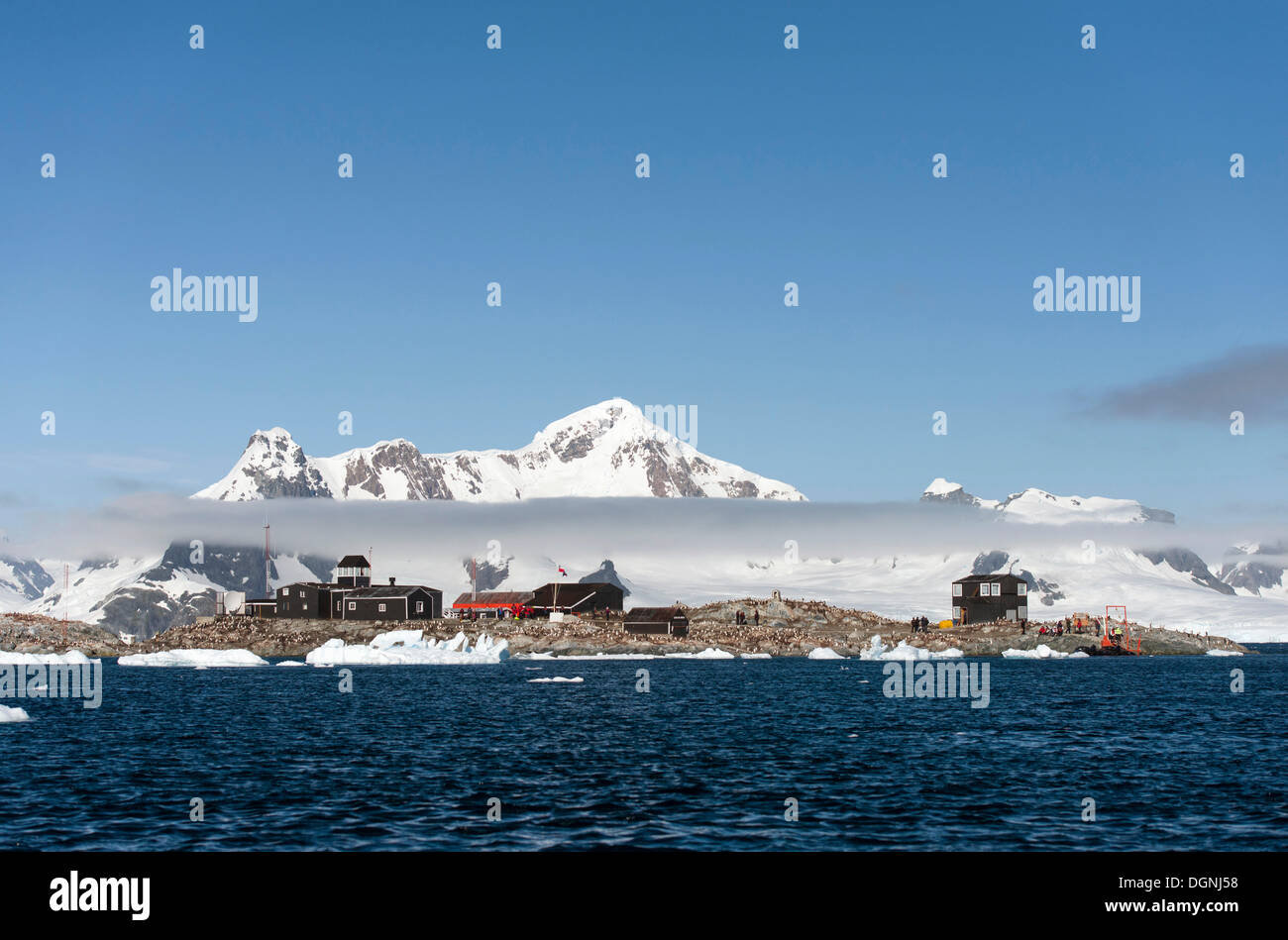 González Videla Antarctic Base, einem chilenischen research Station, Waterboat Punkt, Paradise Bay, antarktische Halbinsel, Antarktis Stockfoto