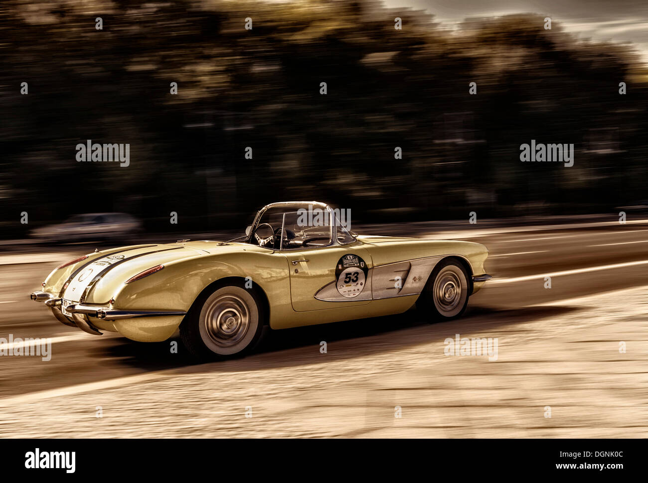 Corvette Cabrio, classic Car, Bildmanipulation, Berlin Stockfoto