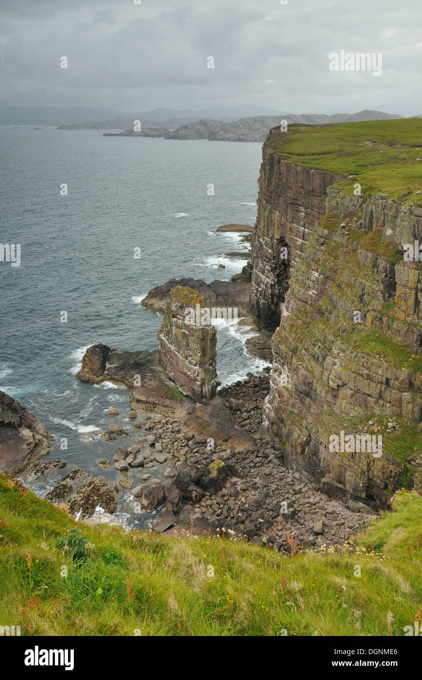 Klippen mit Vogel Klippen, Handa Island, Schottland, Vereinigtes Königreich Stockfoto