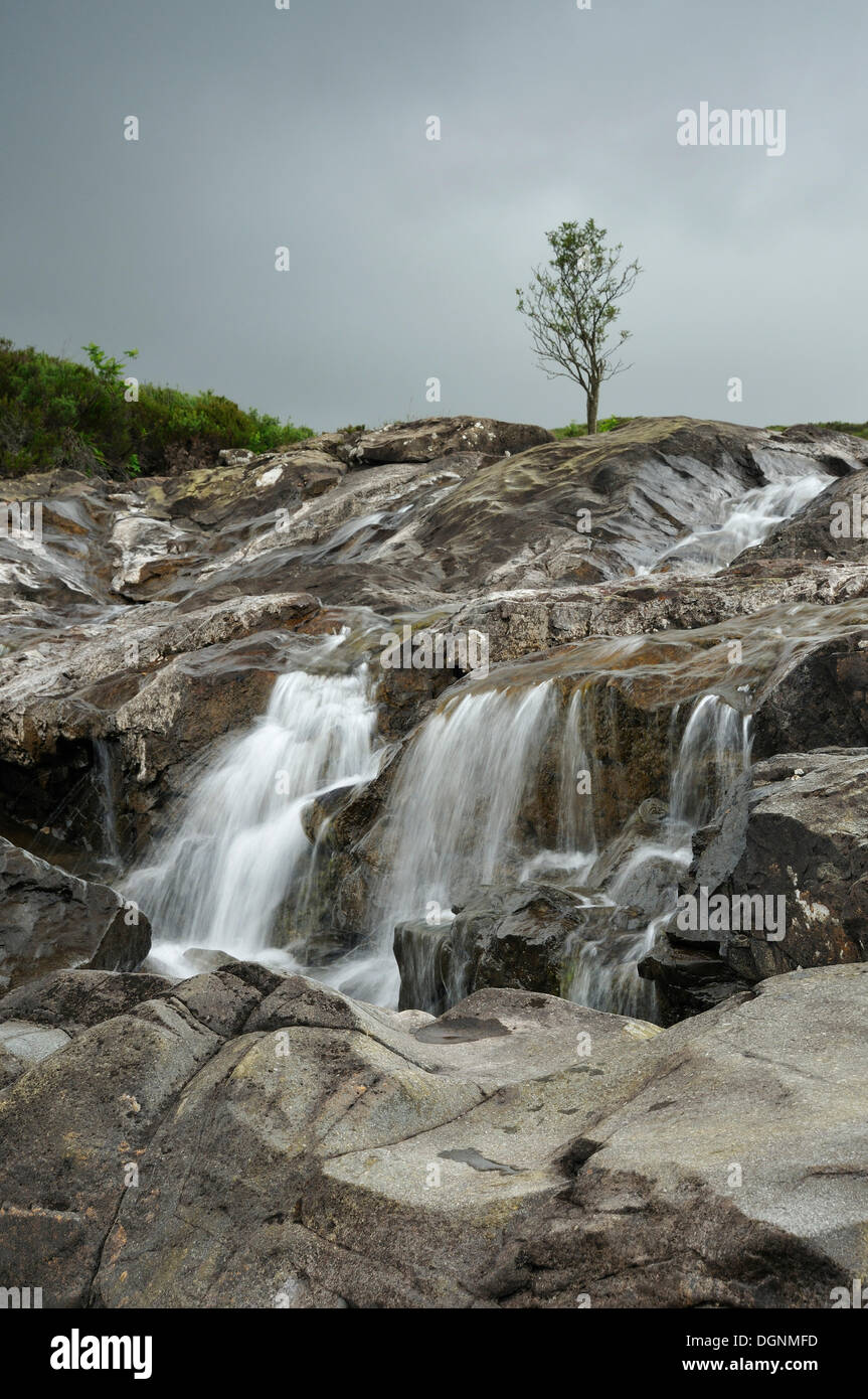 Sgurr Nan Gillean von Sligachan, Wasserfälle, Schottland, Isle Of Skye, Schottland, Vereinigtes Königreich Stockfoto