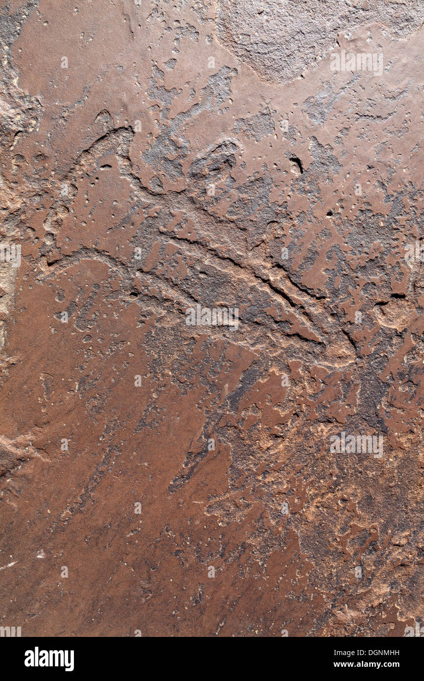 Prähistorische Felszeichnungen in Oukaimeden Skigebiet im hohen Atlas-Gebirge in Marokko Stockfoto