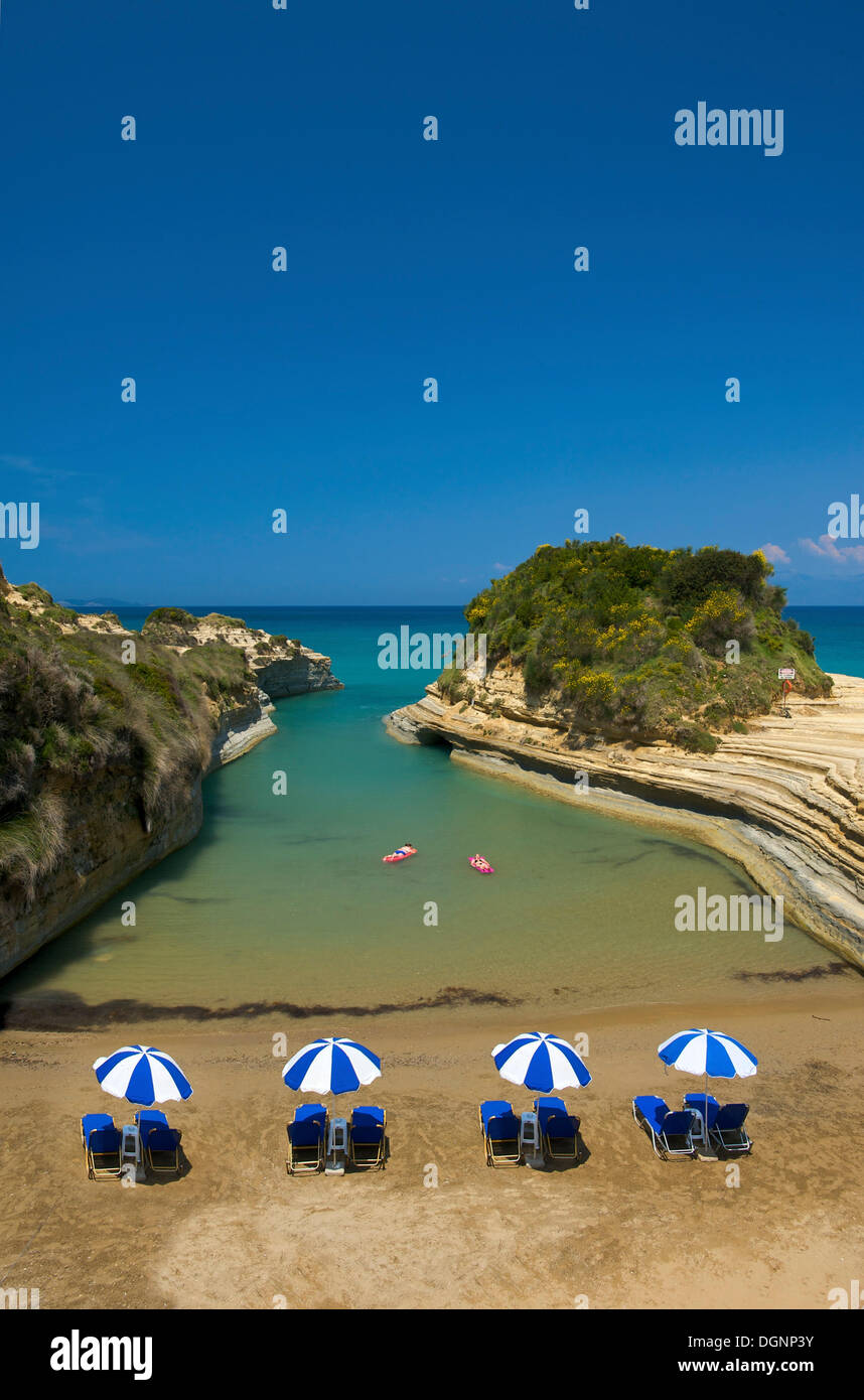 Strand, Canal d ' Amour, in der Nähe von Sidari, Korfu, Ionische Inseln, Griechenland, Europa Stockfoto