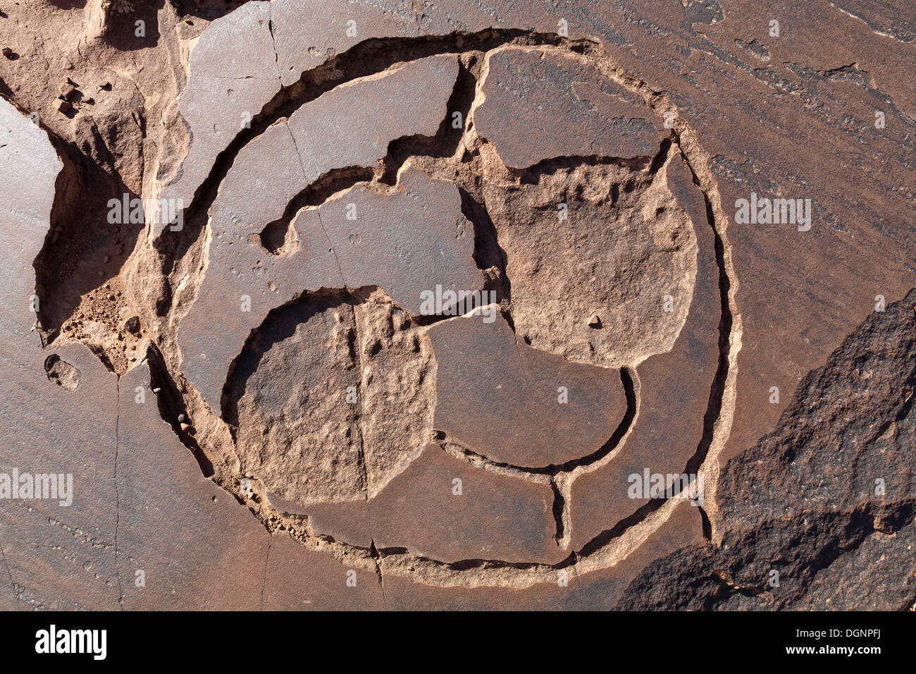 Prähistorische Felszeichnungen in Oukaimeden Skigebiet im hohen Atlas-Gebirge in Marokko Stockfoto