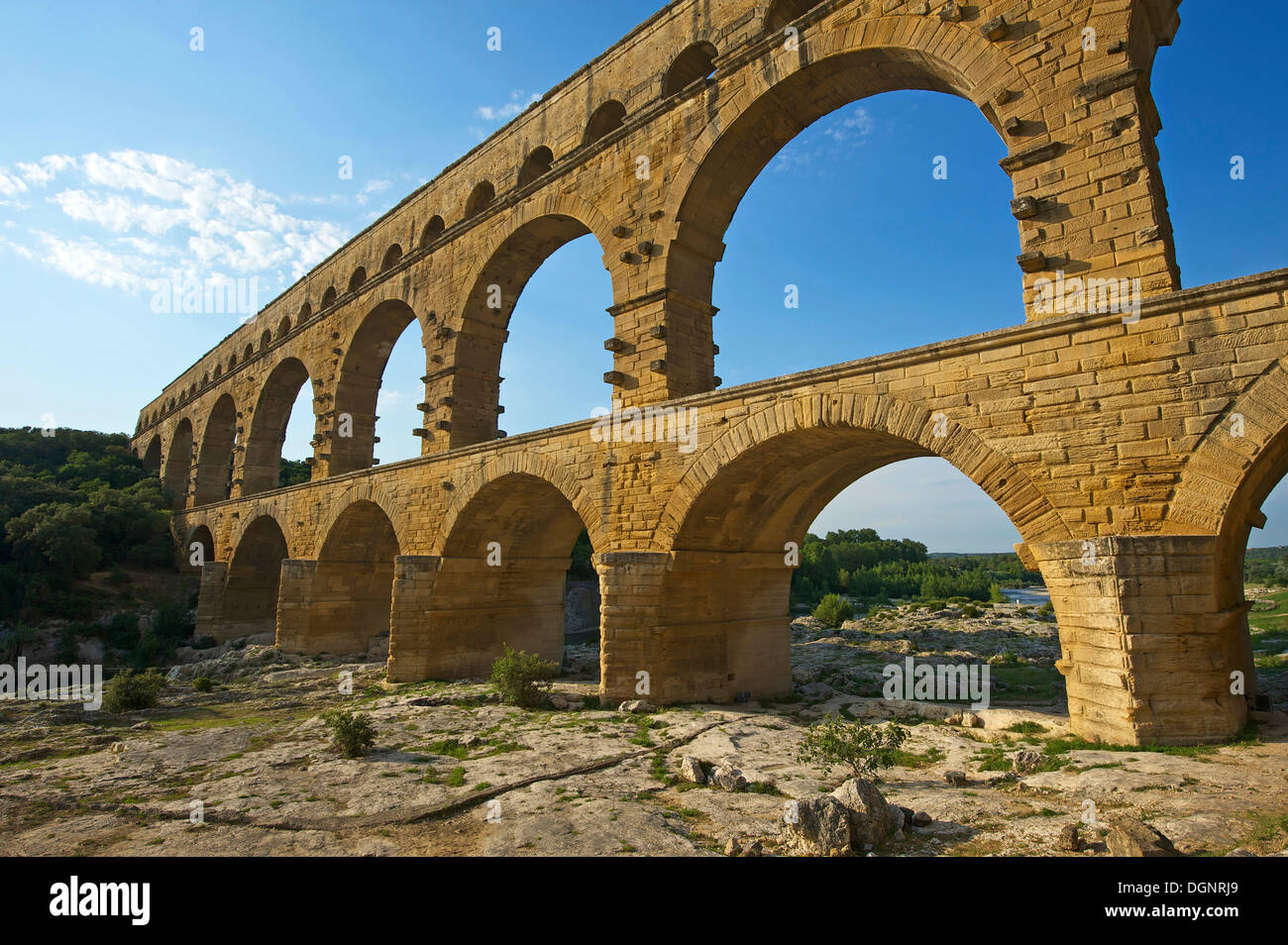 Aquädukt, Nîmes, Pont du Gard, Frankreich, Region Languedoc-Roussillon Stockfoto