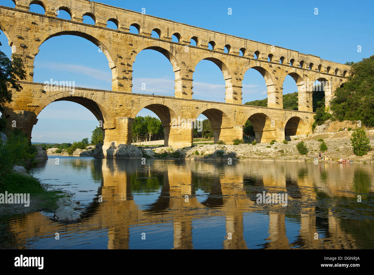 Aquädukt, Nîmes, Pont du Gard, Frankreich, Region Languedoc-Roussillon Stockfoto