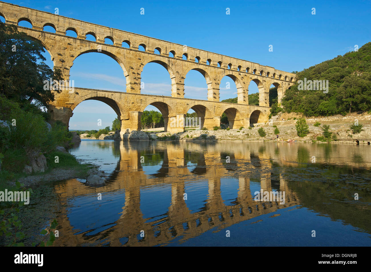 Aquädukt, Nîmes, Pont du Gard, Frankreich, Region Languedoc-Roussillon Stockfoto