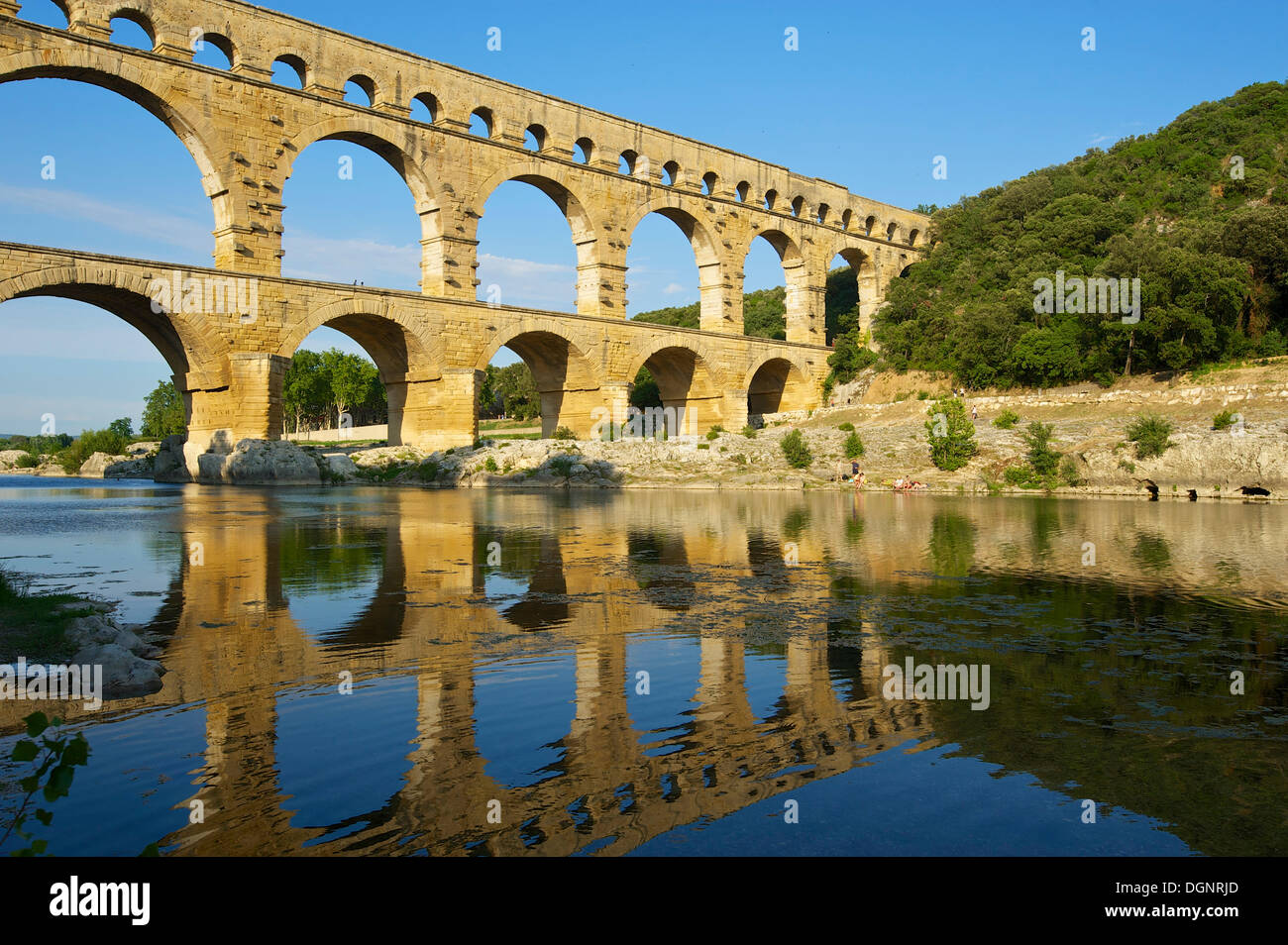 Aquädukt, Nîmes, Pont du Gard, Frankreich, Region Languedoc-Roussillon Stockfoto