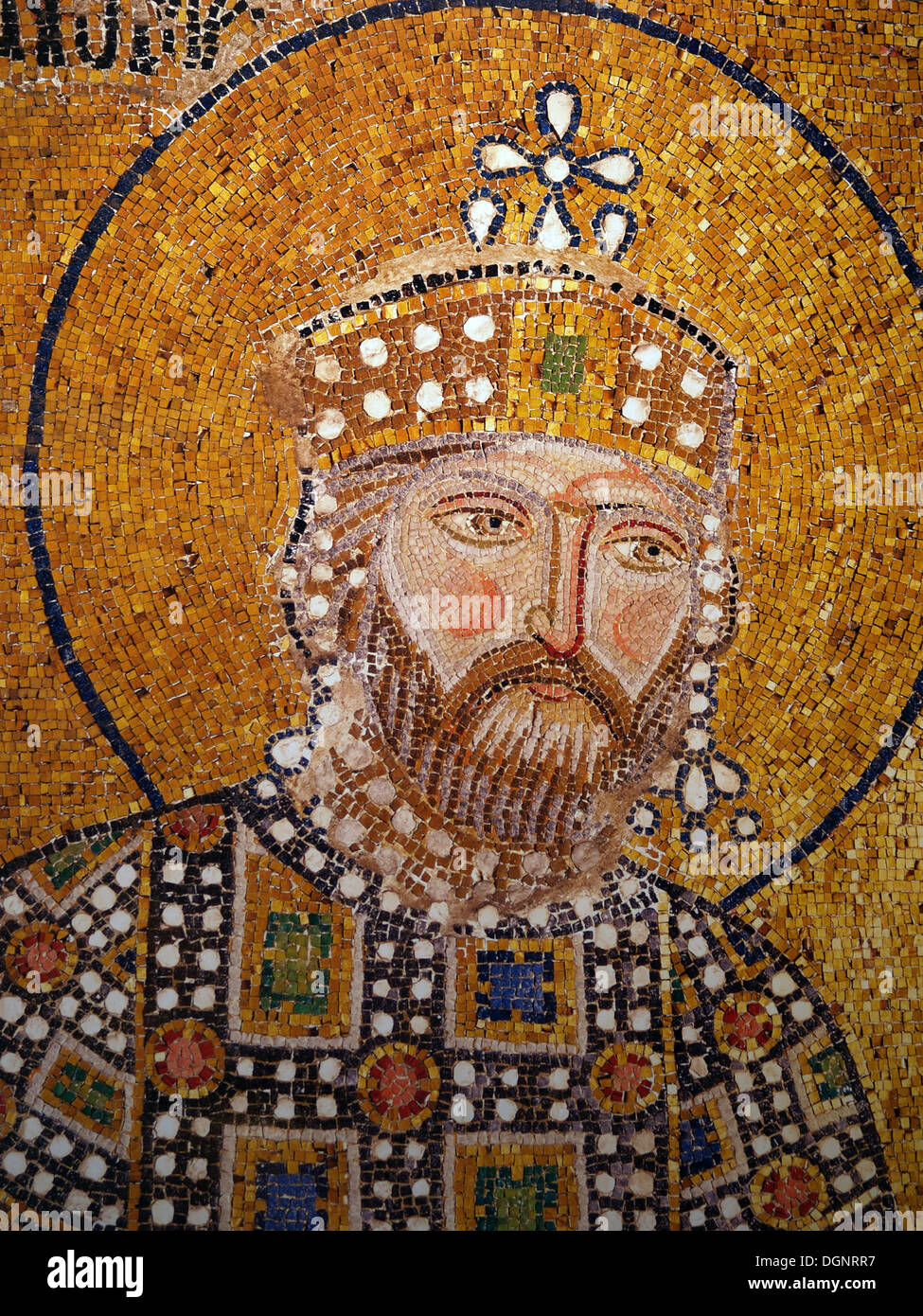 Byzantinische Mosaik des Kaisers Konstantin, Hagia Sophia, Kirche der Heiligen Weisheit, Istanbul, Türkei Stockfoto