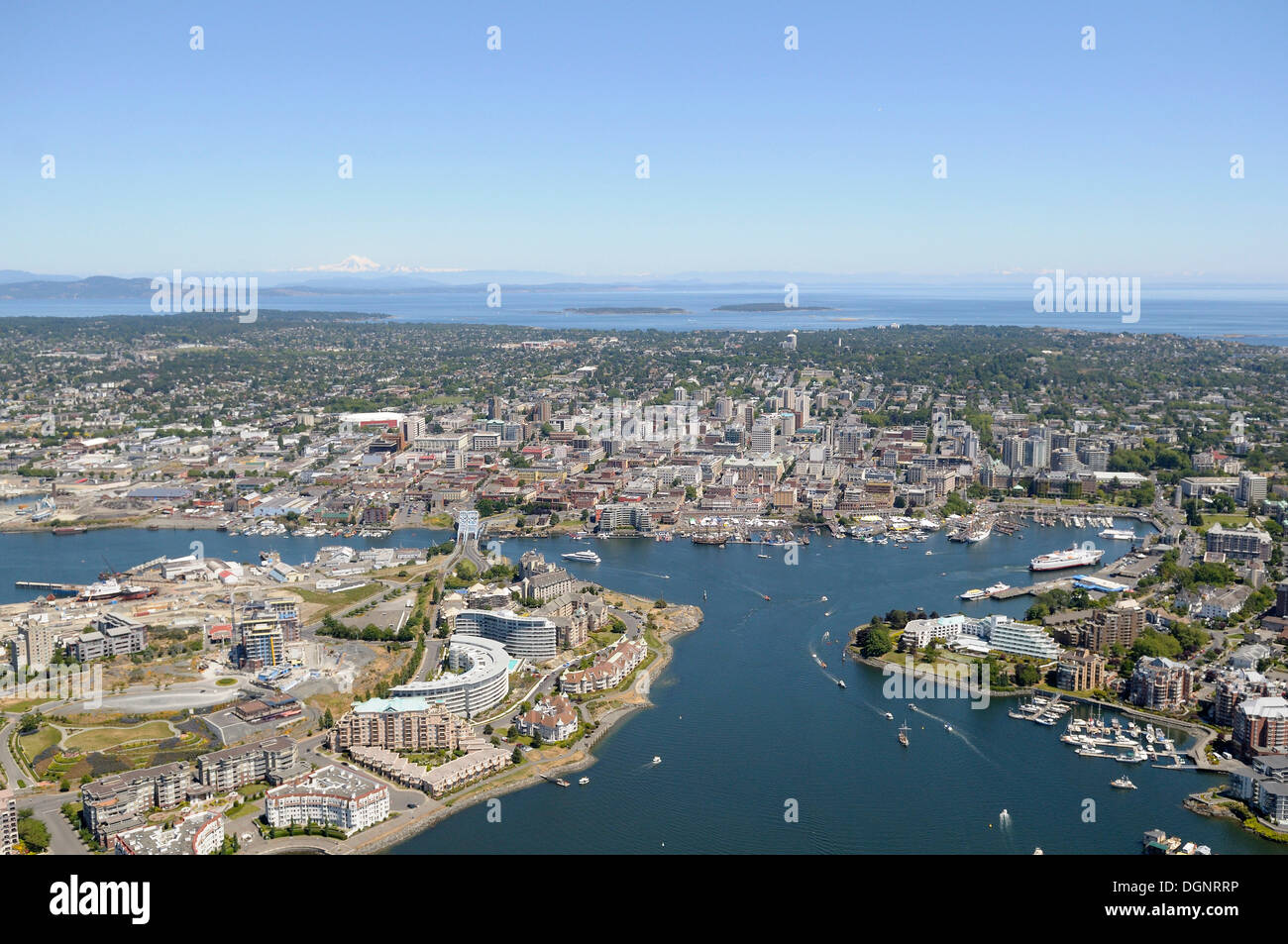 Luftaufnahme des Victoria Harbour, Victoria, Vancouver Island, British Columbia, Kanada Stockfoto