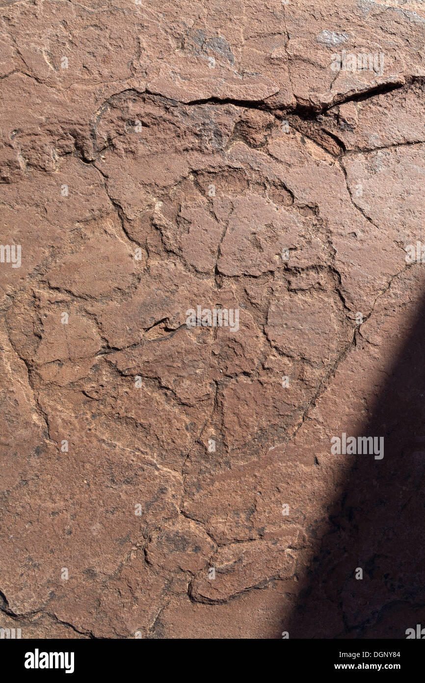Prähistorische Felszeichnungen in Oukaimeden Skigebiet im hohen Atlas-Gebirge in Marokko Stockfoto