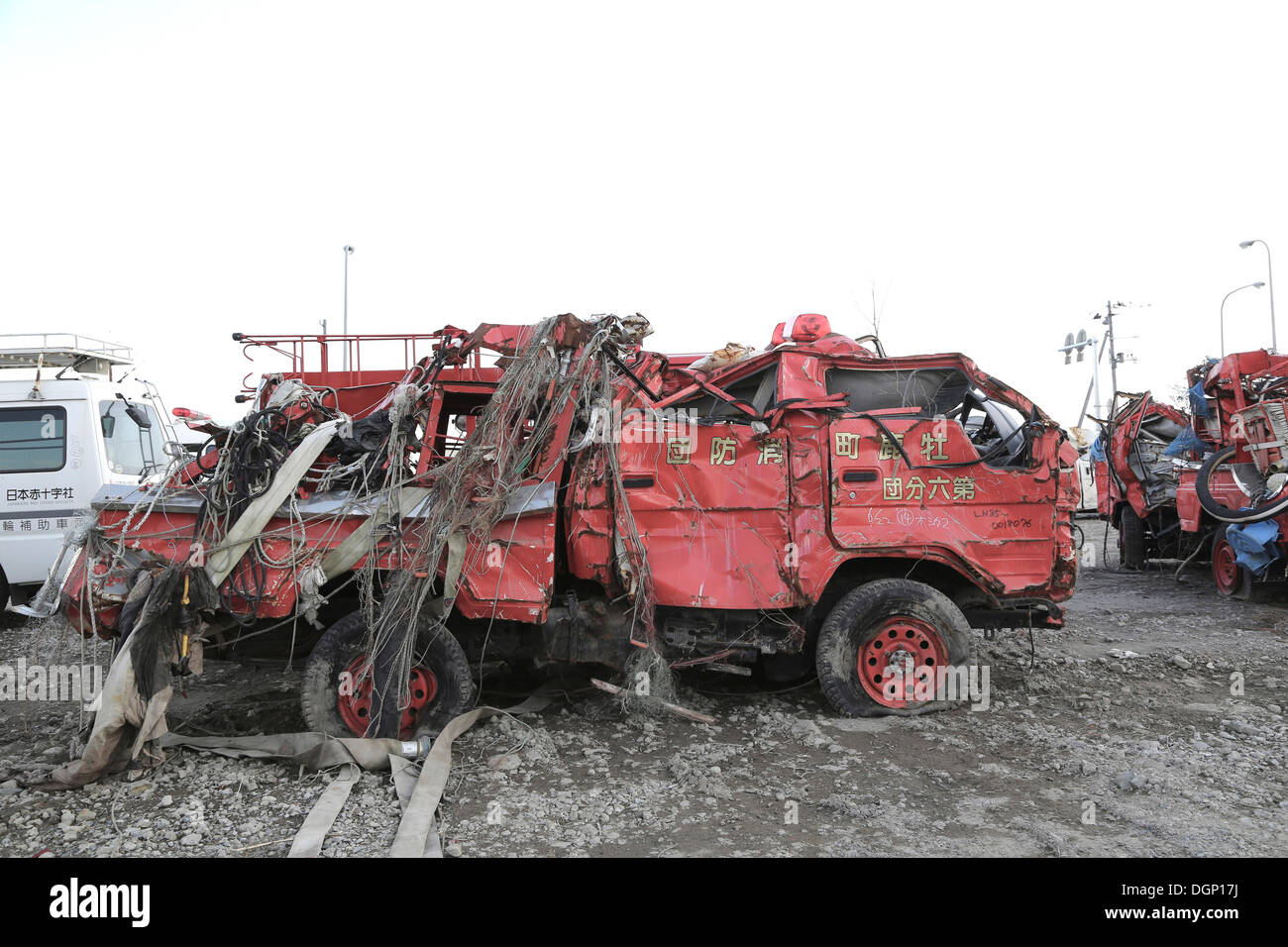 Japan nach dem Sturm - Übersichten in Minamisanriku, Minamisanriku, Japan. Architekt: Na, 2013. Auto-Lager. Stockfoto