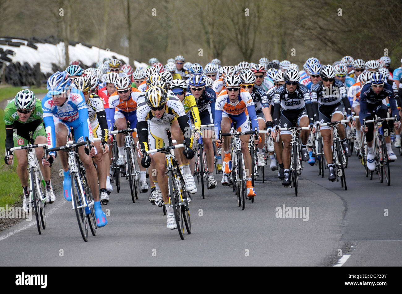 Rund um Köln, Radrennen, Hauptfeld im Unterthal, Kürten, Rheinisch-Bergischen Kreis Bezirk, North Rhine-Westphalia Stockfoto