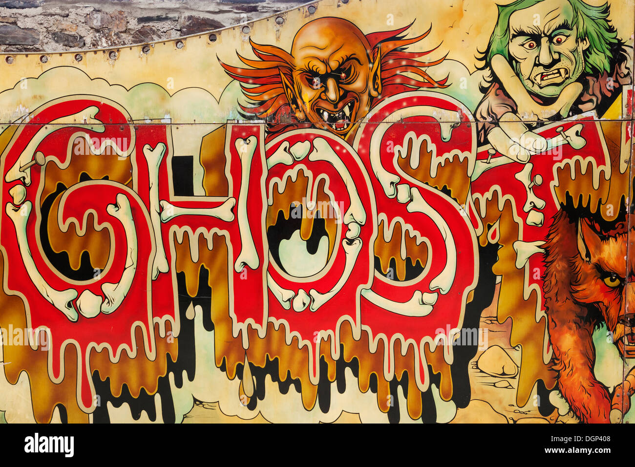 England, Devon, Dingles Festplatz Heritage Centre, Ghost Train Attraktion Artwork Stockfoto