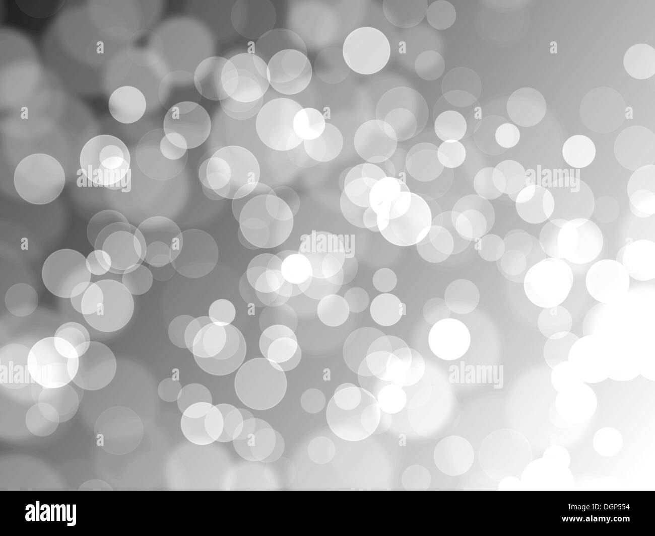 Silberner Hintergrund mit Bokeh Lights. Stockfoto