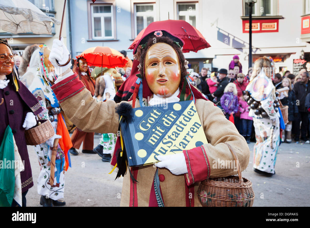 Schwäbisch-alemannischen Karneval Langzeichen, Rottweil Karneval, Rottweil, Schwarzwald, Baden-Württemberg Stockfoto